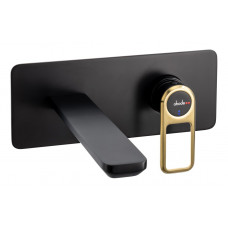 Abode Levarto Wall Mounted Basin/Bath Mixer - Matt Black & Brass
