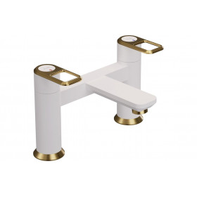 Abode Levarto Deck Mounted Bath Filler - Matt White & Brass