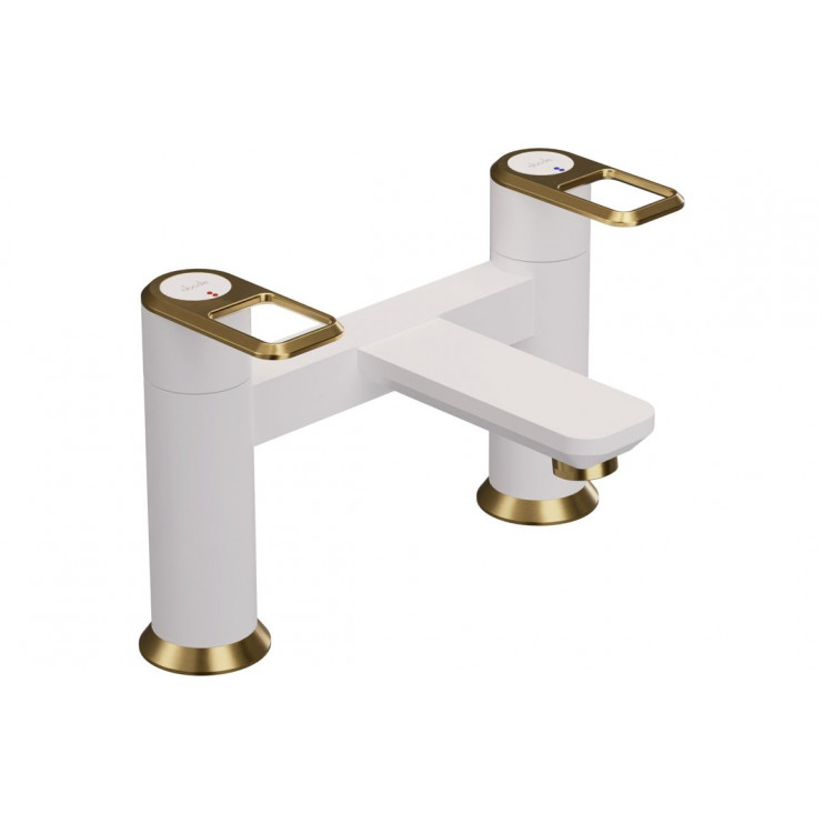 Abode Levarto Deck Mounted Bath Filler - Matt White & Brass