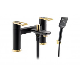 Abode Levarto Deck Mounted Bath Shower Mixer - Matt Black & Brass
