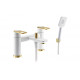 Abode Levarto Deck Mounted Bath Shower Mixer - Matt White & Brass Abode Levarto Deck Mounted Bath Shower Mixer - Matt White & Brass