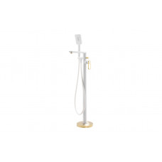 Abode Levarto Floor Standing Bath Shower Mixer - Matt White & Brass
