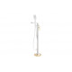 Abode Levarto Floor Standing Bath Shower Mixer - Matt White & Brass Abode Levarto Floor Standing Bath Shower Mixer - Matt White & Brass