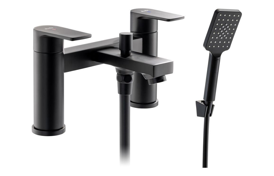 Abode Aquip Deck Mounted Bath Shower Mixer - Matt Black