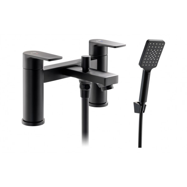 Abode Aquip Deck Mounted Bath Shower Mixer - Matt Black Bathroom Taps