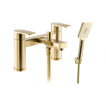 Abode Aquip Deck Mounted Bath Shower Mixer - Brushed Brass Bathroom Taps
