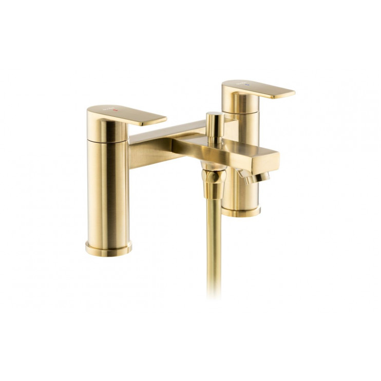 Abode Aquip Deck Mounted Bath Shower Mixer - Brushed Brass