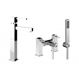 Abode Zeal Chrome Bathroom Tap Pack Offer (Tall Basin Mixer & Bath/Shower Mixer) - Chrome