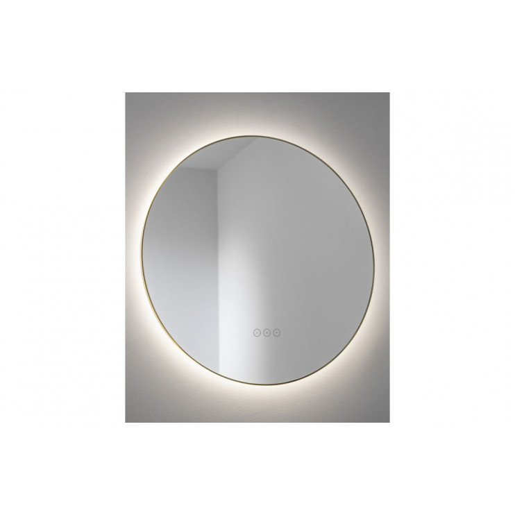 Abode Mayar 600mm Round LED Mirror - Brushed Brass