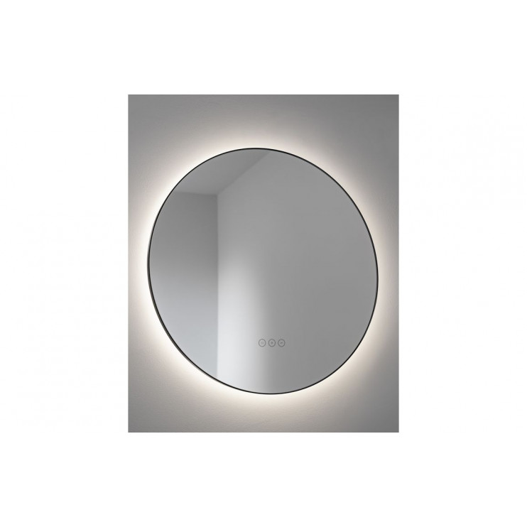 Abode Mayar 600mm Round LED Mirror - Matt Black