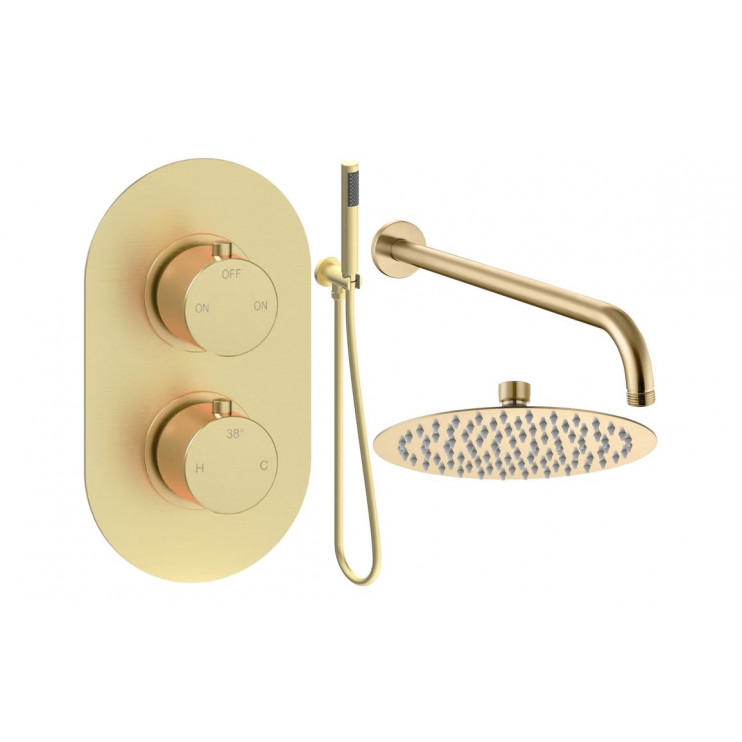 Aurora Round Shower Valve & Kit Pack 4 - Brushed Brass