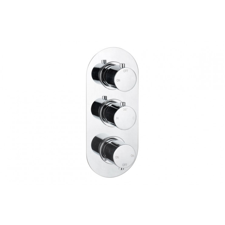 Aurora Thermostatic Three Outlet Triple Shower Valve - Chrome