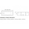 Granada II Single End Twin Grip Textured Base 8mm 1700x700x510mm 2TH Bath