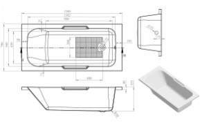 Baltimore Gripped 1500x700x550mm 0TH Bath w/Legs