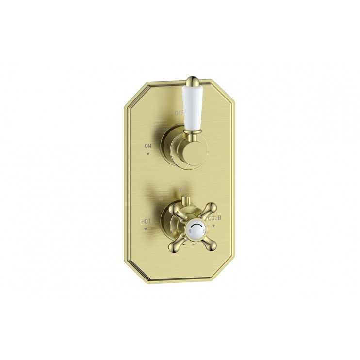 Berwick Traditional Lever Thermostatic Single Outlet Shower Valve - Brushed Brass Berwick Traditional Lever Thermostatic Single Outlet Shower Valve - Brushed Brass