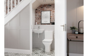 Cedarwood Rimless Comfort Height Close Coupled Open Back WC & Slim Soft Close Seat
