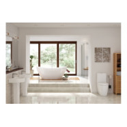 Cilantro Rimless Close Coupled Open Back WC & Soft Close Seat
