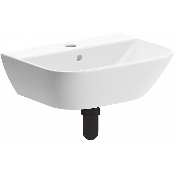 Cedarwood 450x320mm 1TH Cloakroom Basin & Black Bottle Trap