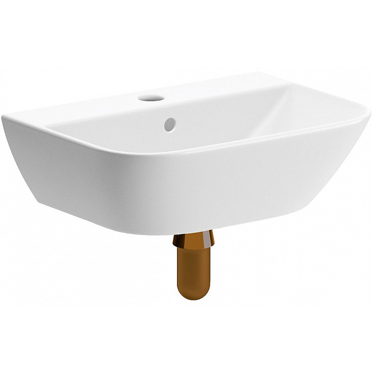 Cedarwood 450x320mm 1TH Cloakroom Basin & Brushed Bronze Bottle Trap