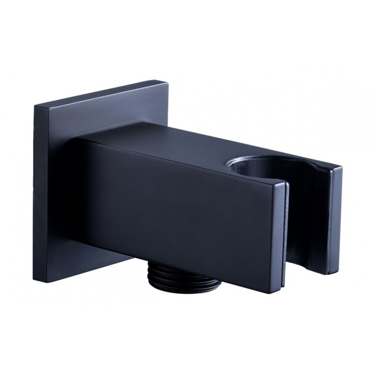 Cosmic Square Handset Wall Bracket with Wall Outlet - Matt Black