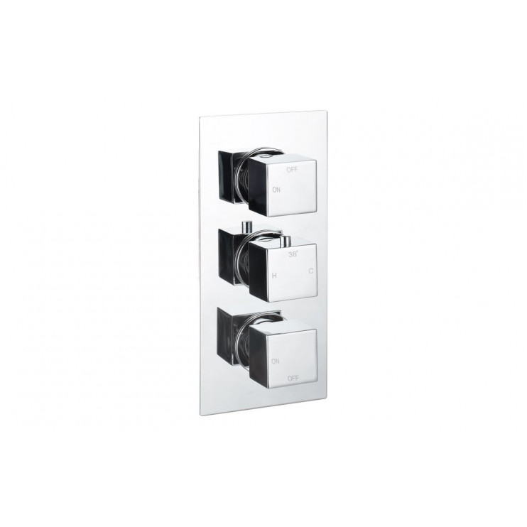 Cosmic Thermostatic Two Outlet Triple Shower Valve - Chrome