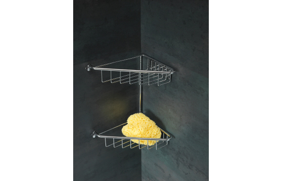 Elena 2-Tier Corner Shower Caddy - Chrome Elena 2-Tier Corner Shower Caddy - Chrome