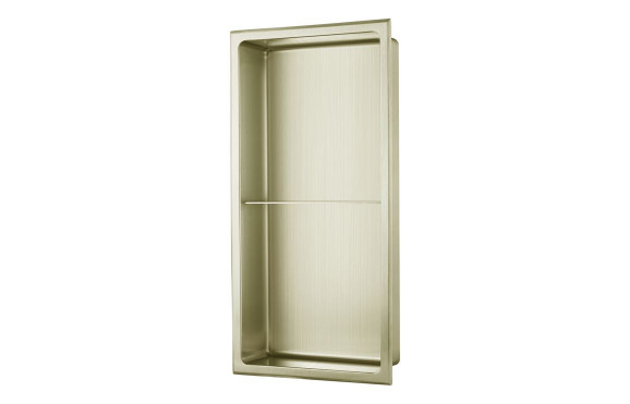 610x305mm Bathroom Niche - Brushed Brass