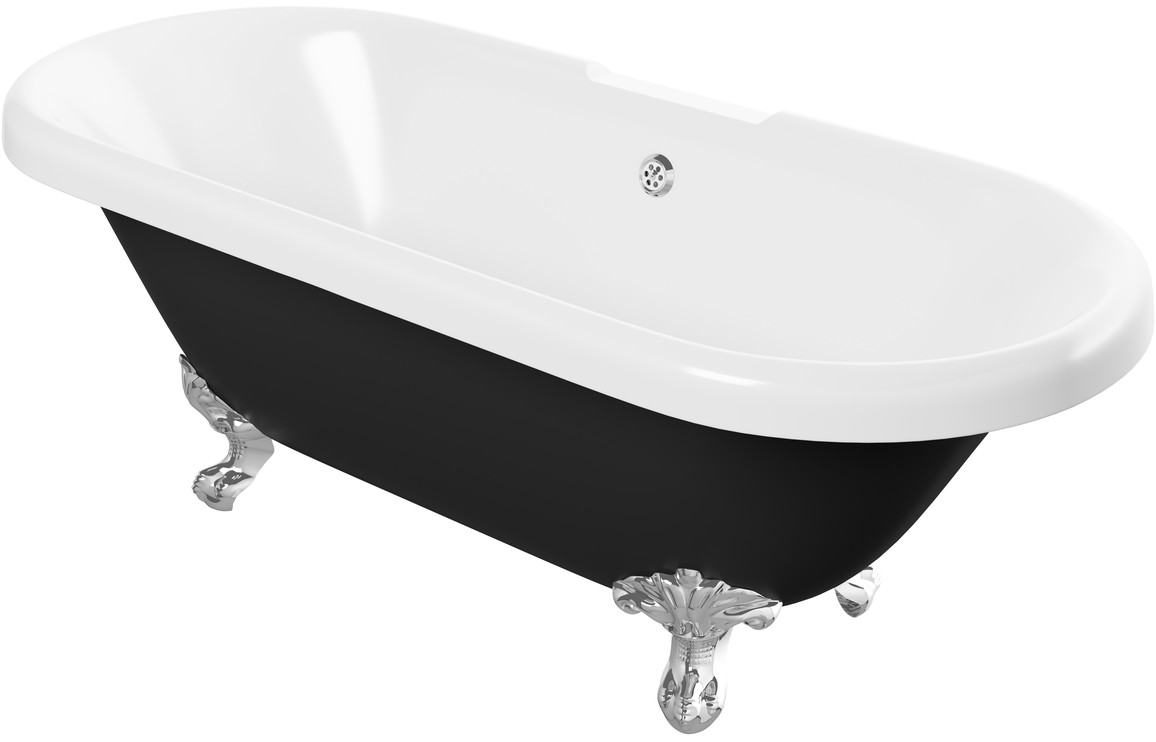 Richmond Freestanding 1690x740x620mm 2TH Bath w/Feet - Black Richmond Freestanding 1690x740x620mm 2TH Bath w/Feet - Black