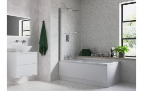 800x1500mm Single Straight Bath Screen w/Rail (6mm) - Chrome