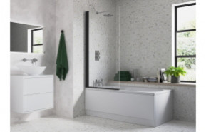 800x1400mm Square Bath Screen (6mm) - Black