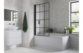 800x1500mm Single Straight Bath Screen (6mm) - Black Framed