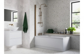 800x1500mm Single Straight Bath Screen (6mm) - Brushed Bronze