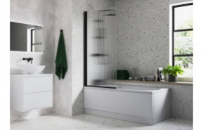 Fluted 800x1500mm Single Straight Bath Screen (5mm) - Matt Black
