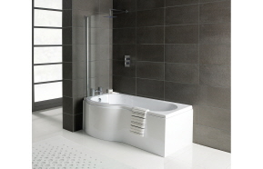 P-Shape 1700x700-850x410mm 0TH Shower Bath  Panel & Screen (LH)