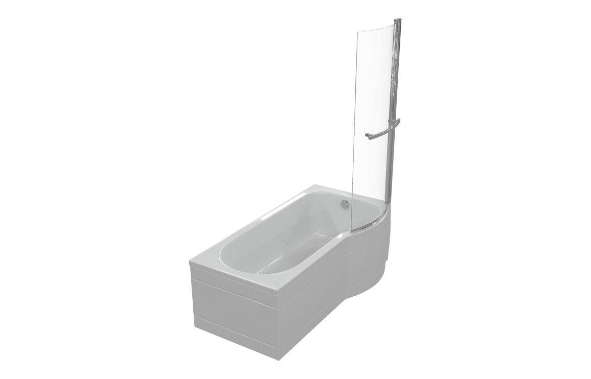 P-Shape 1700x700-850x410mm 0TH Shower Bath  Panel & Screen (RH)