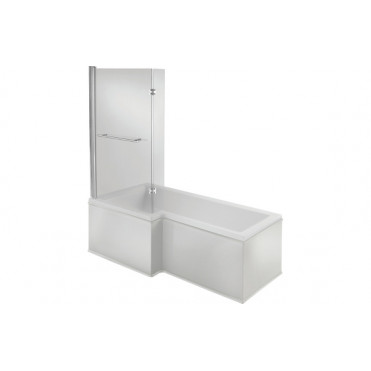 Navarre L Shape SUPERCAST 1700x850x560mm 0TH Shower Bath Pack (LH) - Chrome