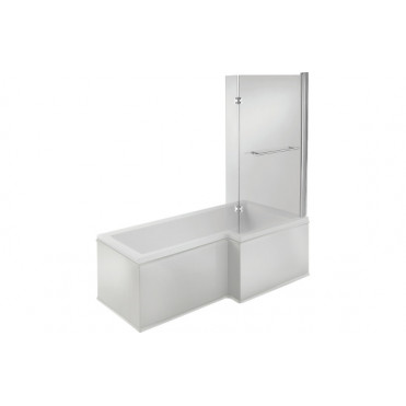 Navarre L Shape SUPERCAST 1700x850x560mm 0TH Shower Bath Pack (RH) - Chrome