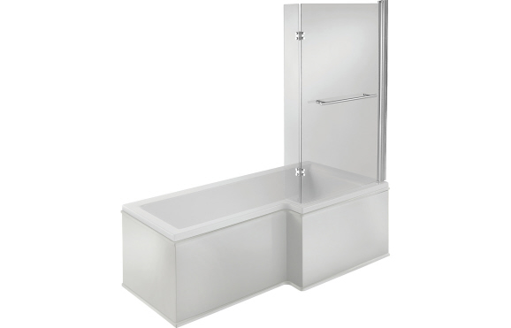 Navarre L Shape 1700x850x560mm 0TH Shower Bath Pack (RH) - Chrome