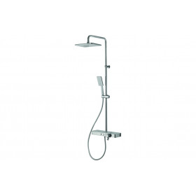 Vema Thermostatic Shower Column w/Fixed Head  Riser  Shelf & Foot Wash - White/Chrome