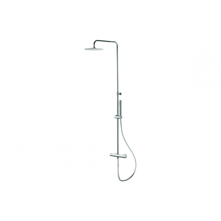 Vema Thermostatic Round Bar Valve w/Fixed Head & Riser - Chrome