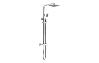 Square Thermostatic Bar Mixer w/Riser Kit - Chrome