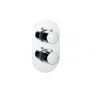 Aurora Thermostatic Single Outlet Twin Shower Valve - Chrome