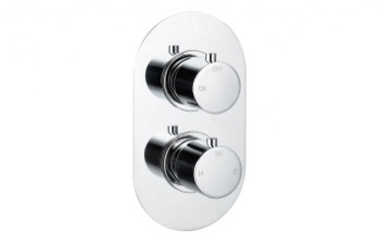 Aurora Thermostatic Single Outlet Twin Shower Valve - Chrome