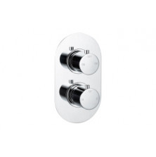 Aurora Thermostatic Two Outlet Twin Shower Valve - Chrome