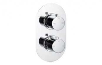 Aurora Thermostatic Two Outlet Twin Shower Valve - Chrome