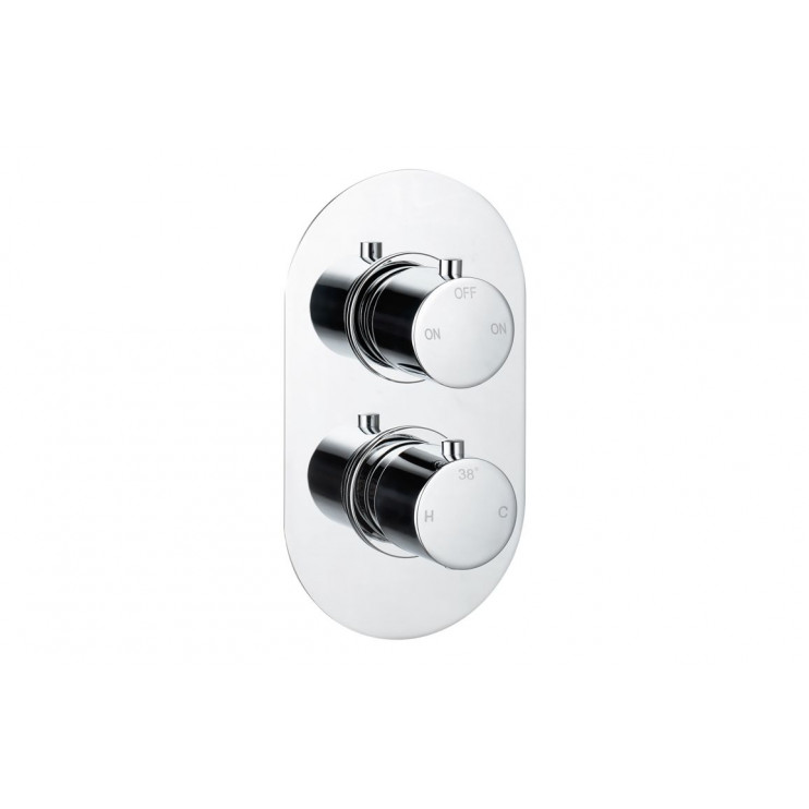 Aurora Thermostatic Two Outlet Twin Shower Valve - Chrome