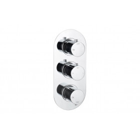 Aurora Thermostatic Two Outlet Triple Shower Valve - Chrome