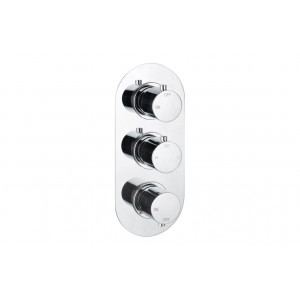 Aurora Thermostatic Two Outlet Triple Shower Valve - Chrome