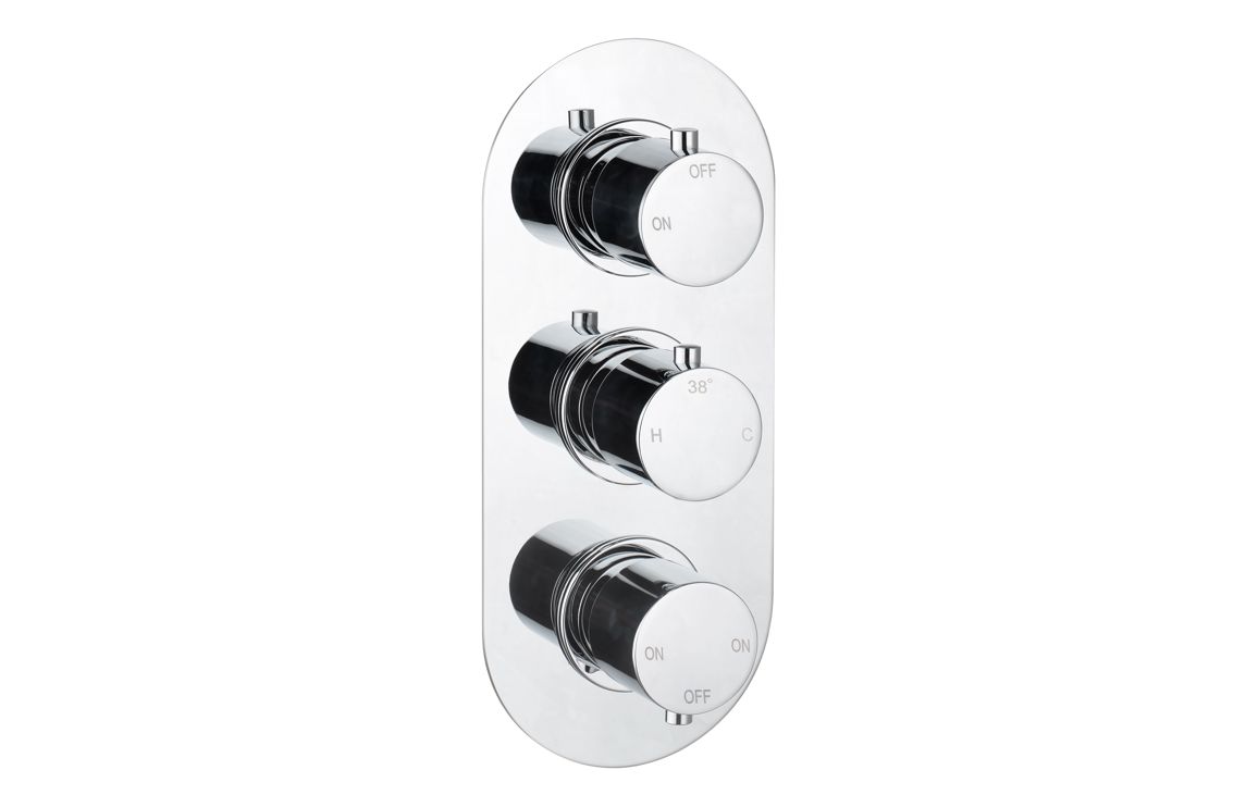 Aurora Thermostatic Three Outlet Triple Shower Valve - Chrome Aurora Thermostatic Three Outlet Triple Shower Valve - Chrome