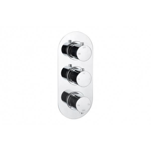 Aurora Thermostatic Three Outlet Triple Shower Valve - Chrome